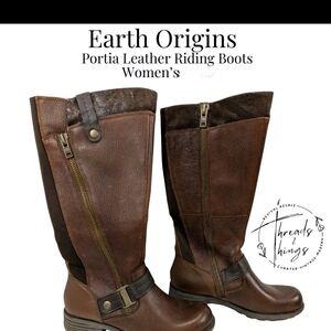 Earth Origins Brown Leather Riding Boots for Women